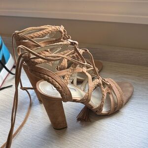 BCBGeneration Braided Tan Heels